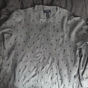 Never Worn Polo by Ralph Lauren Gray Sweatshirt with Navy Accents